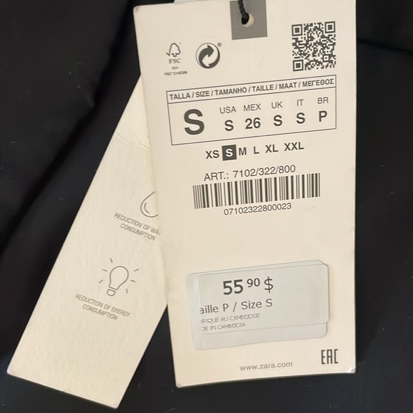 Brand NEW with Tags Black Zara Cropped Trousers, SZ S - Picture 3 of 3